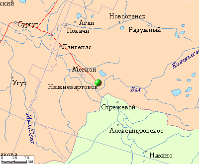 Карта окрестностей города Нижневартовск